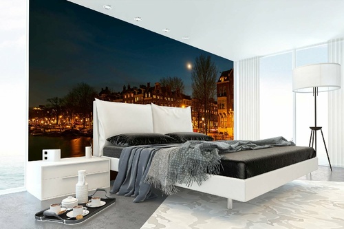 Vlies Fototapete - Amsterdamer Häuser 375 x 250 cm